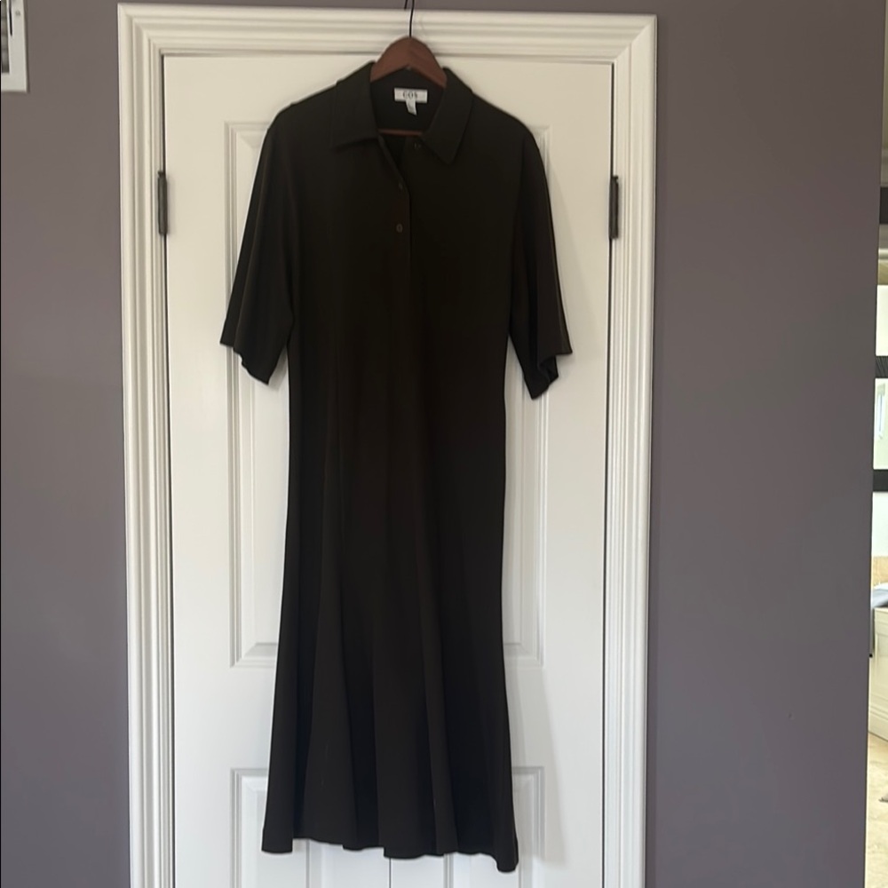 COS Olive green Polo Collar Midi Dress Casual